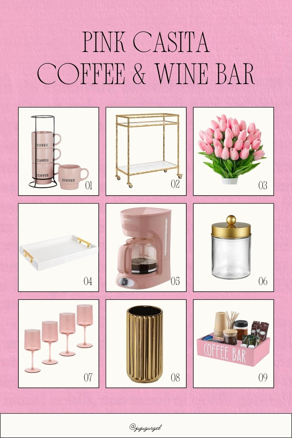 Adorable pink coffee station with faux tulips — it's a delight! #CoffeeLove #PinkBar
