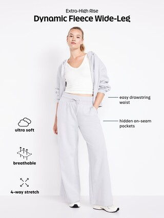 Extra High-Waisted Dynamic Fleece Wide-Leg Sweatpants | Old Navy (US)