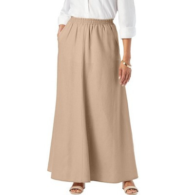 Jessica London Women's Plus Size Linen Maxi Skirt - 26 W, Beige | Target