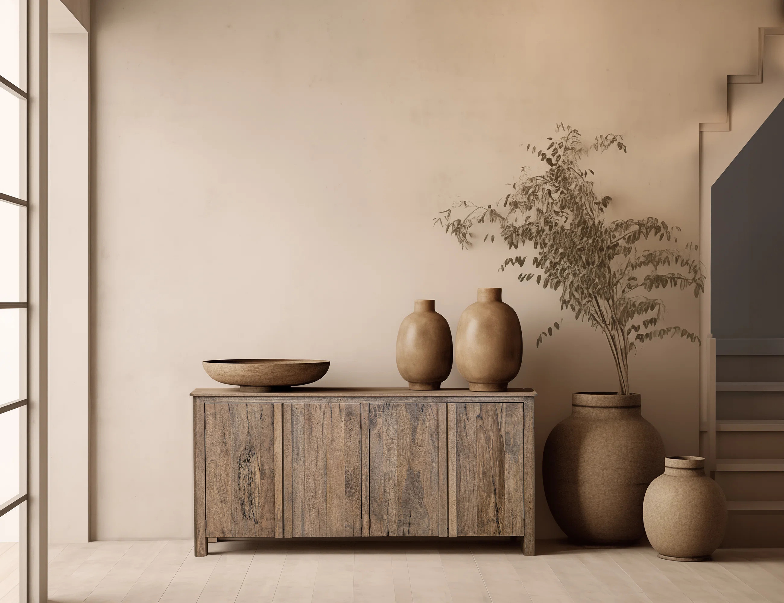 Lotus Rustic Modern 4 Door Multi Purpose Console | Wayfair North America