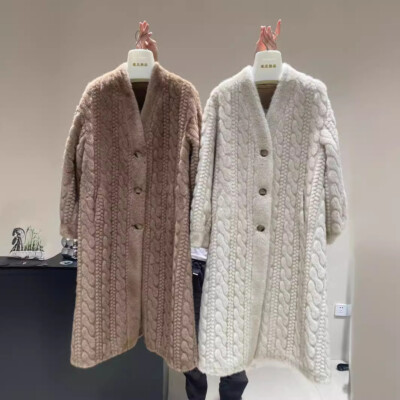 Winter Thickened Womens Long Knitted Faux Mink Fur Cardigan Fur Coat V-neck Coat | eBay US