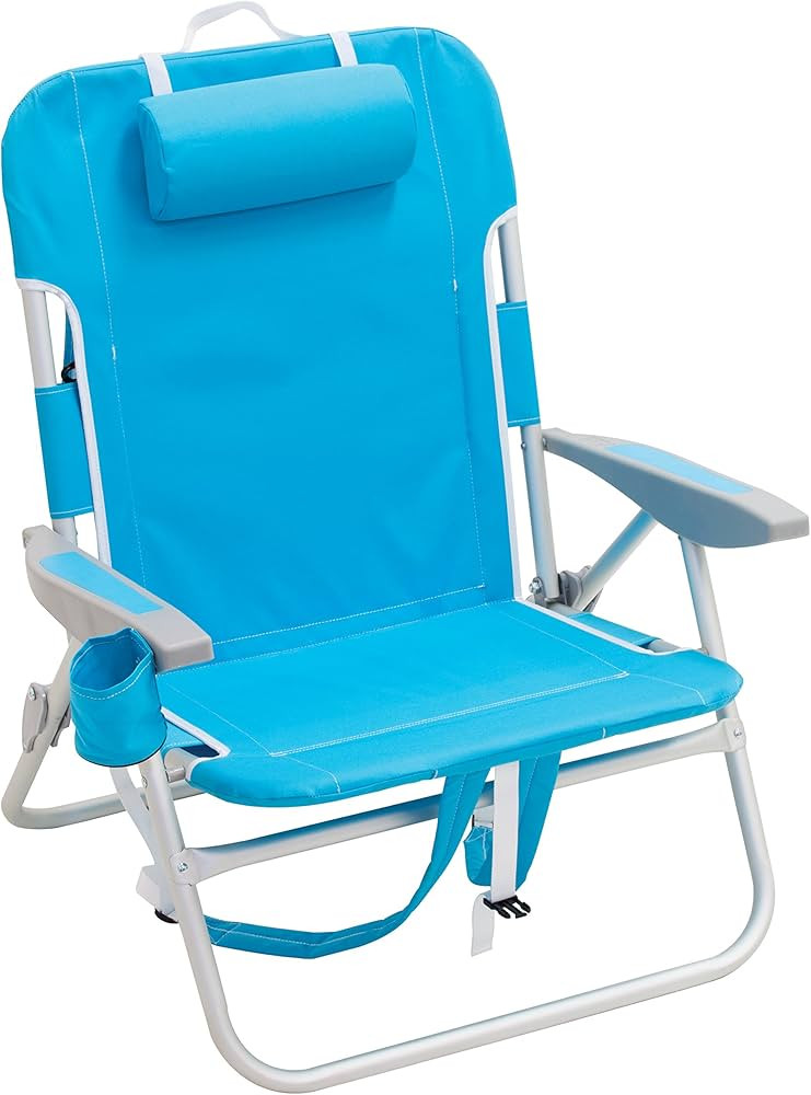 RIO beach Big Boy 4-Position 13" High Seat Backpack Beach or Camping Folding Chair, Turquoise | Amazon (US)