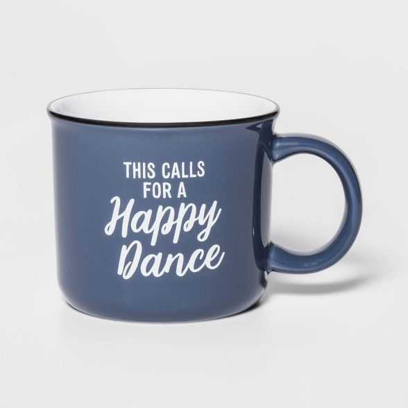 15oz Stoneware Happy Dance Camper Mug Blue - Threshold™ | Target