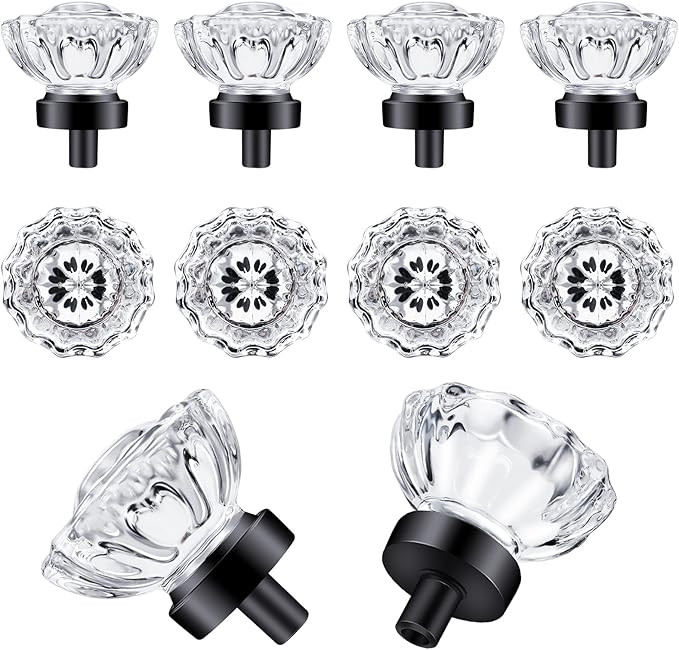 SHINY HANDLES 8 Pcs Glass Knobs Vintage Crystal Glass Drawer Pulls Knobs Dresser Knob Cabinet Kno... | Amazon (US)
