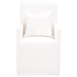 Cassidy Modern Classic White Performance Slipcovered Caster Dining Arm Chair | Kathy Kuo Home