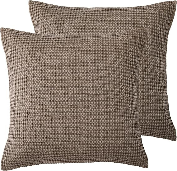 Levtex Home - Mills Waffle - Euro Sham (Set of Two) - Cocoa - Sham Size (26x26in.), No Insert | Amazon (US)