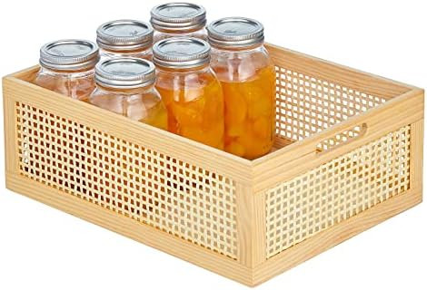 Amazon.com: mDesign Large Decorative Wooden Crate Storage Box, Rustic Pine Wood Organizer Bin Bas... | Amazon (US)