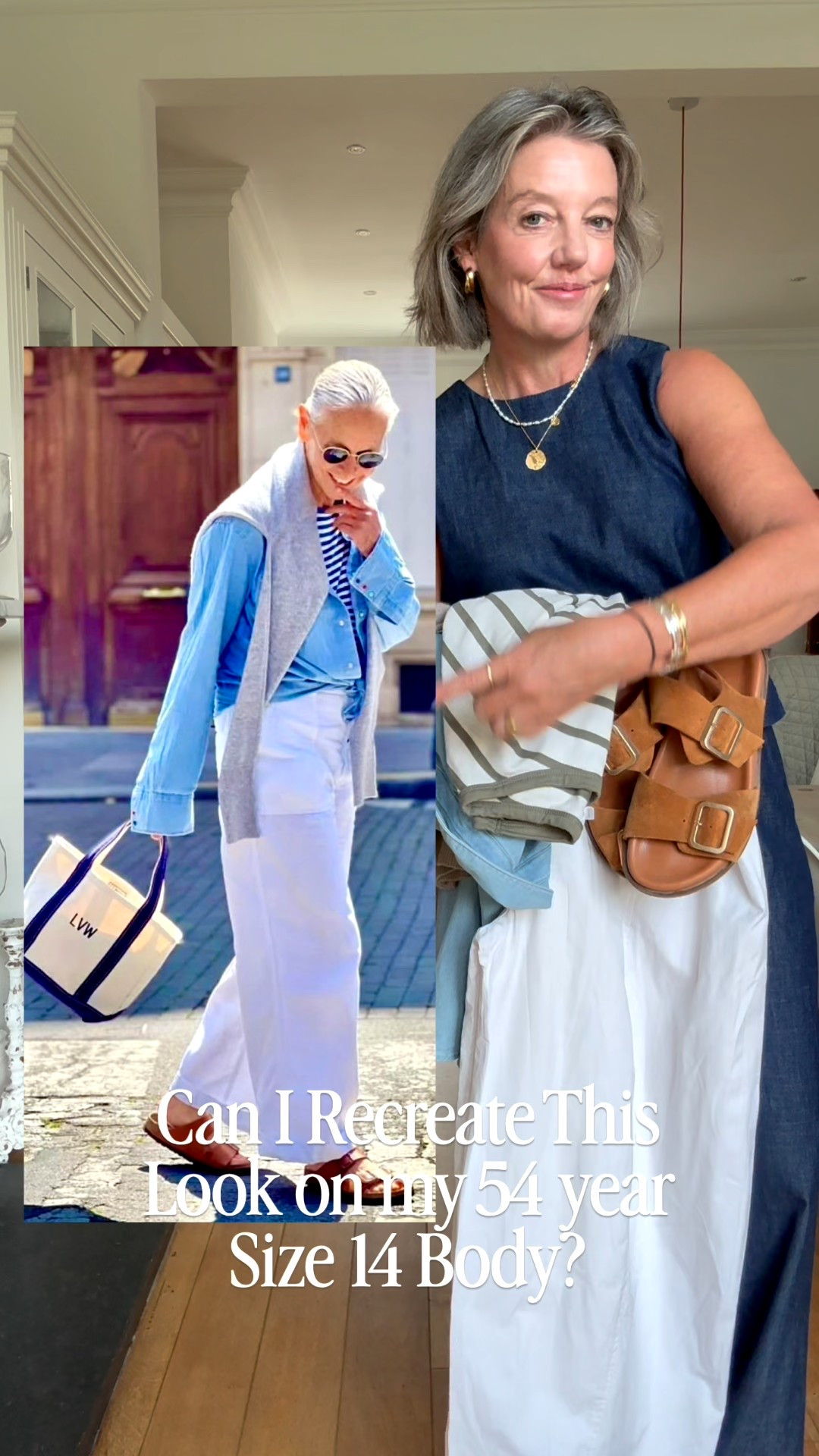 Style Inspiration from the fabulous Linda Wright. 
Wearing Cos Trousers, navy still available. I wear size 38
Sezane Denim shirt size 12
WAT the brand co ord size 12




Easy transitional outfit ideas, casual outfits, day time outfit, running errands, summer neutrals, white shorts, striped teeshirt , high street finds

#LTKstyletip #LTKsummer #LTKover50style