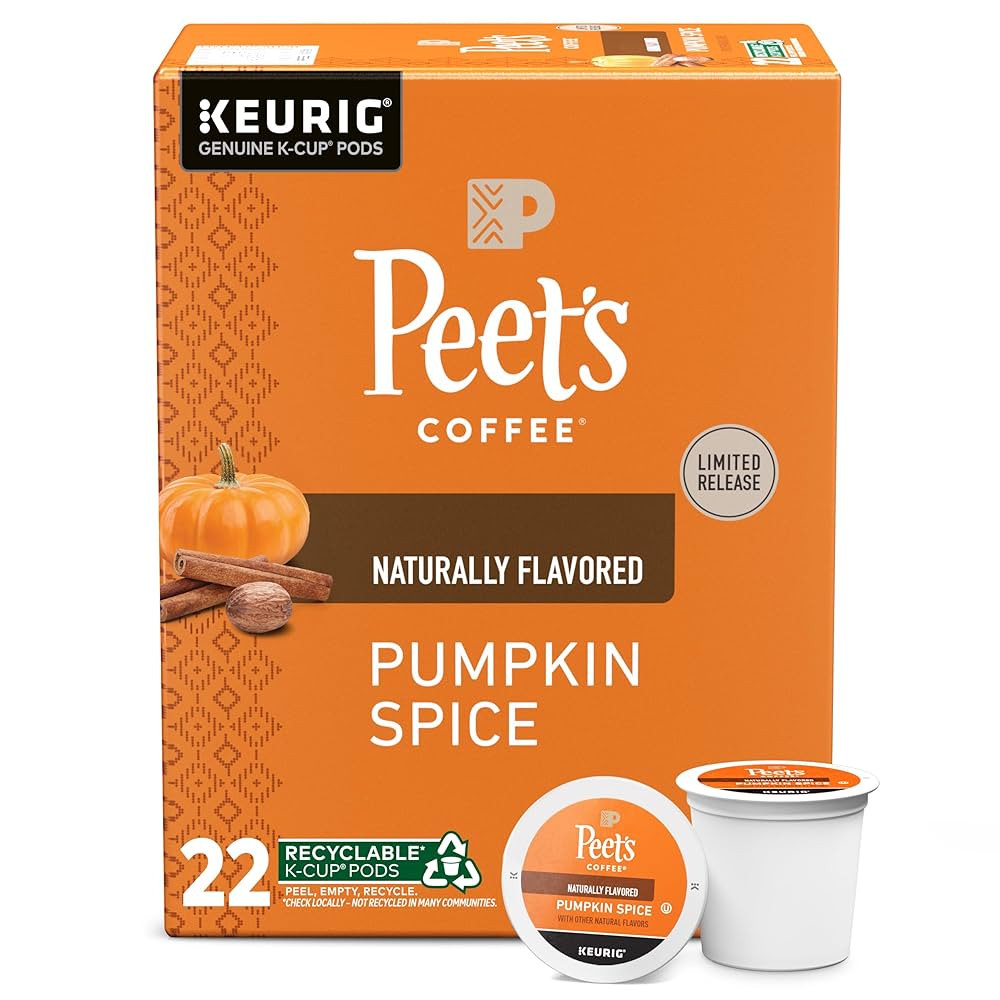 Peet's Coffee, Flavored Light Roast Keurig K-Cup Pods - Pumpkin Spice 22 Count (1 Box of 22 K-Cup... | Amazon (US)
