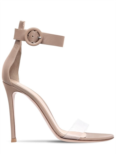 GIANVITO ROSSI, 100mm portofino leather & plexi sandals, Nude, Luisaviaroma | Luisaviaroma