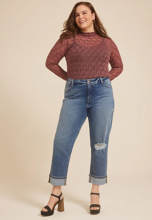 Plus Size m jeans by maurices™ High Rise Boyfriend Straight Cropped Jean | Maurices