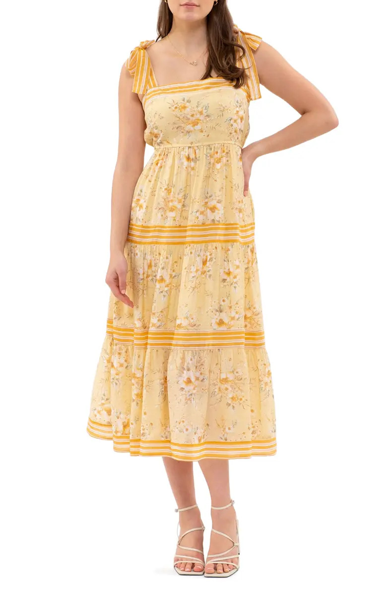 Floral Stripe Tie Strap Maxi Dress | Nordstrom Rack