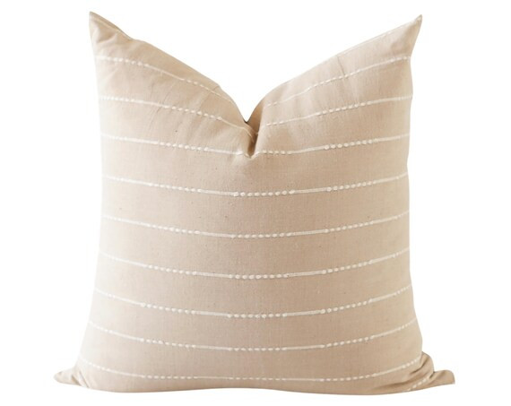 Nude Stripe Linen Throw Pillow Cover Nude Throw Pillow Boho | Etsy | Etsy (US)