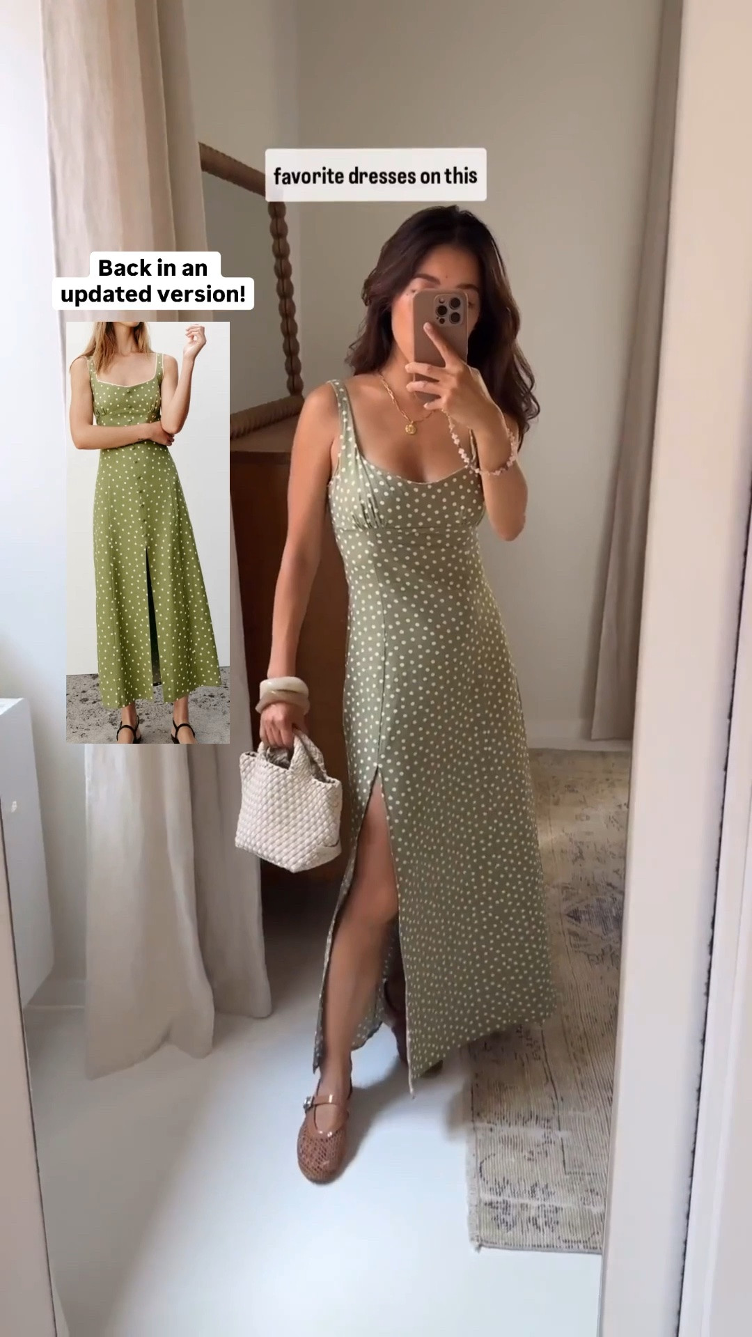 Back & updated! • I’m wearing last year’s Zara linen blend polka dot midi dress XS. Was slightly loose but i shrunk it successfully in the wash and love
• Amazon mesh flats size 6 - sized up since they don’t come in size 5.5 my usual size.
 • Naghedi petite mini tote - comes with a crossbody strap. Super travel friendly since this folds flat at the base and I just stuffed it into my suitcase. 
• Amazon acrylic bangle bracelets. They don't fall off of my narrower wrists. 
• old Mejuri necklace pendant on a sezane link chain 

Zara dress, Europe Italy looks, Petite friendly summer outfits, vacation outfit, date night outfit #LTKParties #LTKFindsUnder100

#LTKPetite #LTKSeasonal