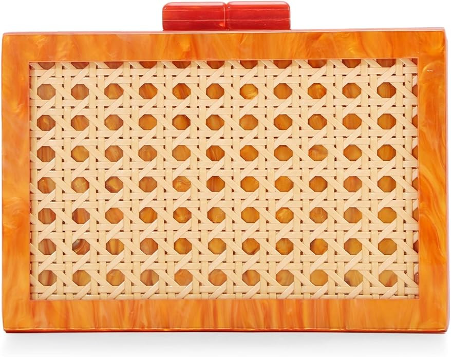 GOKTOW Rattan Acrylic Bag Clutch Purse for Women Evening Bag,Woven Bag Crossbody Handbag Shoulder... | Amazon (US)