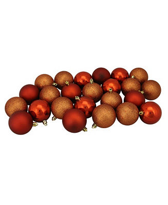 24ct Burnt Orange Shatterproof 4-Finish Christmas Ball Ornaments 2.5" 60mm | Macy's