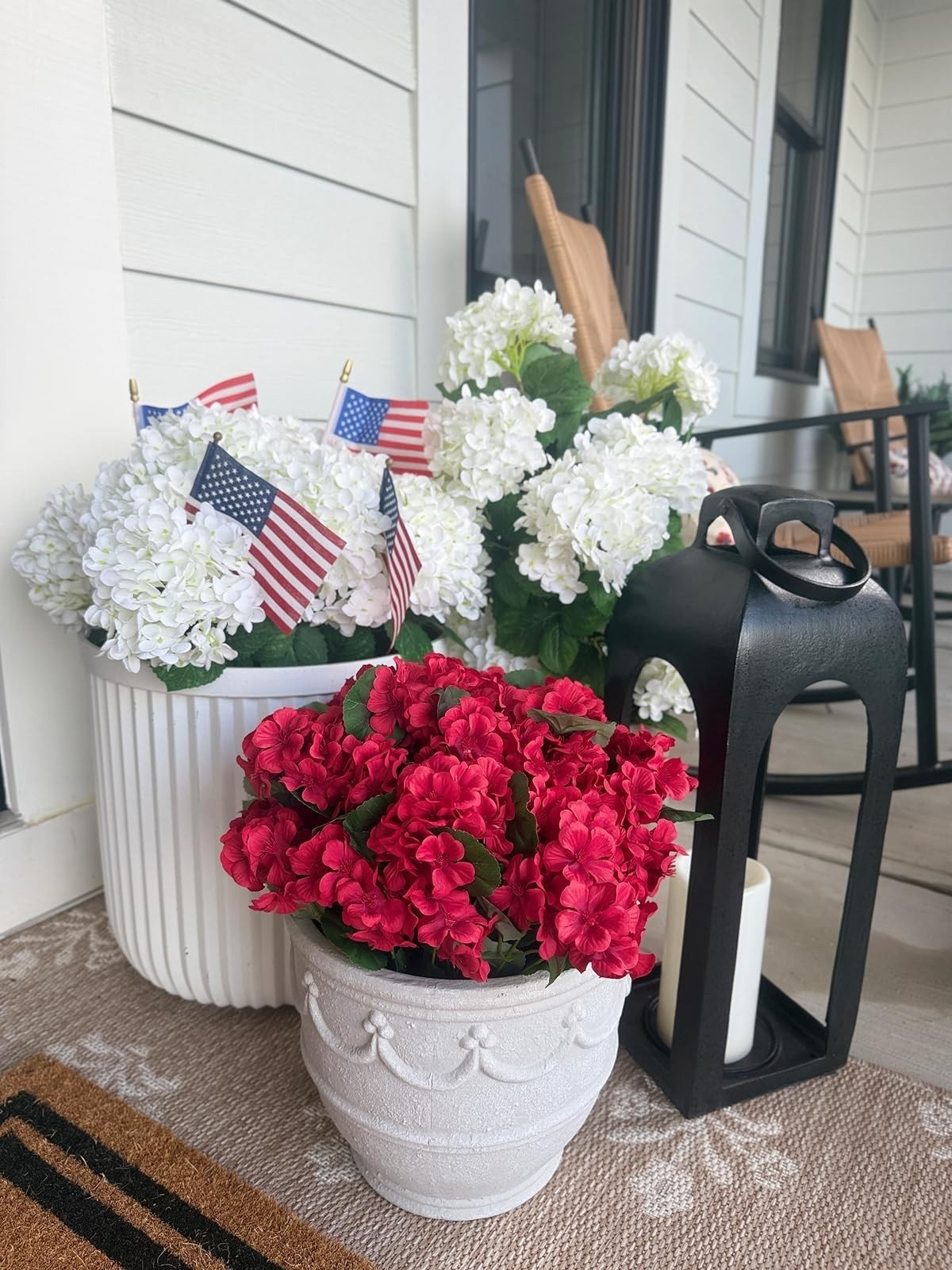 Celebrate summer with my latest porch decor for the 4th of July! Patriotic flags and bright red flowers add a festive touch. #summerdecor #porchideas

#LTKSeasonal #LTKHome