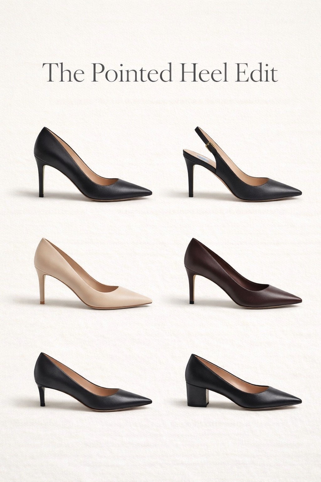 Pointed heels that make workwear feel sharper, cleaner, and more intentional.