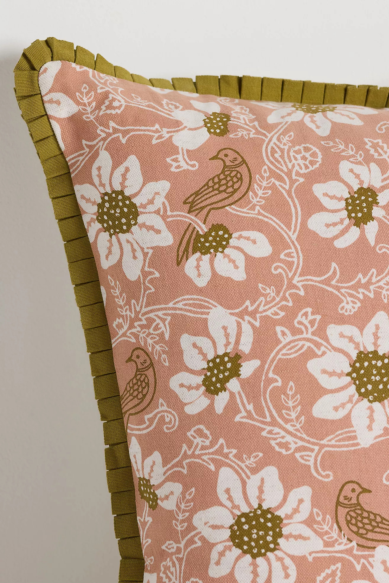 Reece Cotton Printed Ruffle Floral Pillow | Anthropologie (US)