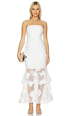 MILLY 3D Butterfly Embroidery Strapless Dress in White from Revolve.com | Revolve Clothing (Global)