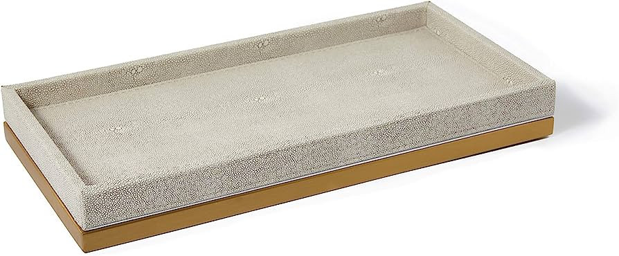 Ivory Faux Shagreen Leather Decorative tray, Vanity tray, Bathroom tray, Organizer Tray for Dress... | Amazon (US)
