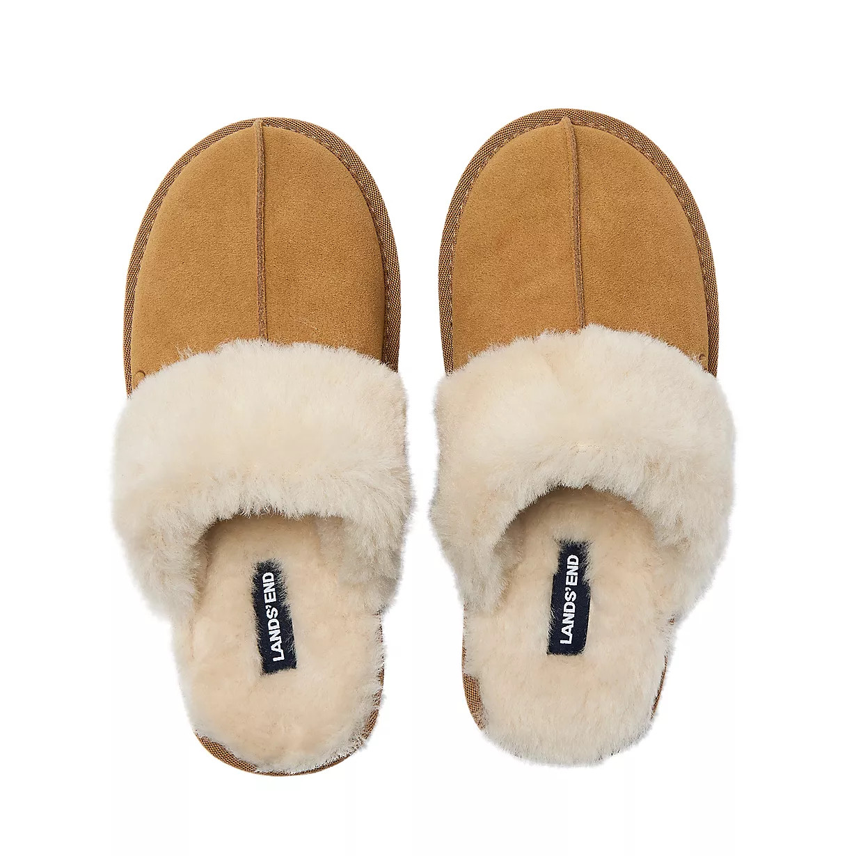 Women's Suede Furry Lined Indoor Outdoor Slippers | Lands' End (US)