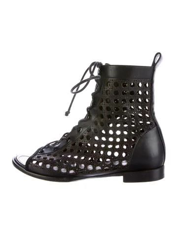 Proenza Schouler Laser Cut Leather Ankle Boots | The Real Real, Inc.