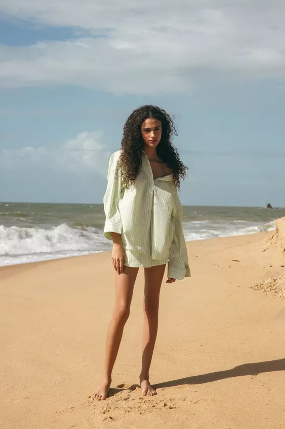 POPLIN STRIPED SHORTS | Zara US