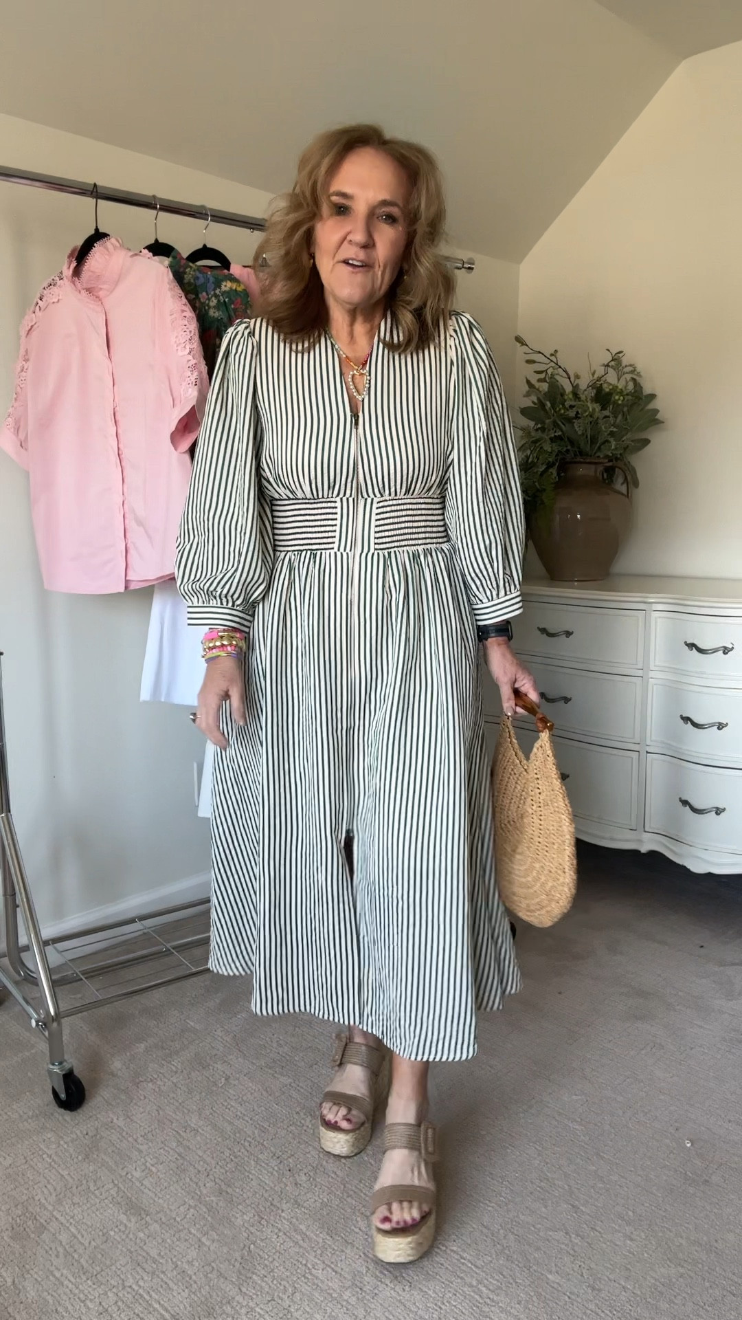 I am so excited about this dress! It is a cream and evergreen striped seersucker that’s fully lined.  I actually love the design of this dress better than I do the original at the higher price. I love the sleeves and that the zipper comes up a little bit higher than the original dress at Anthropologie.

Wearing a medium available in extra small through XXXL   
Use my code NANETTE15 for 15% off your order

Spring dress vacation dress graduation dress Easter dress striped dress your sucker dress

#LTKWatchNow #LTKFindsUnder100 #LTKOver40