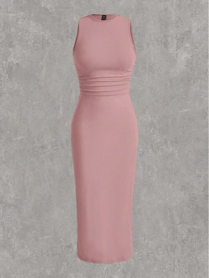 SHEIN EZwear Plus Size Women's Knit Solid Color Bodycon Dress | SHEIN