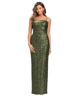 Xscape Women's Sequin Satin Combination Gown - Olive | Macy's