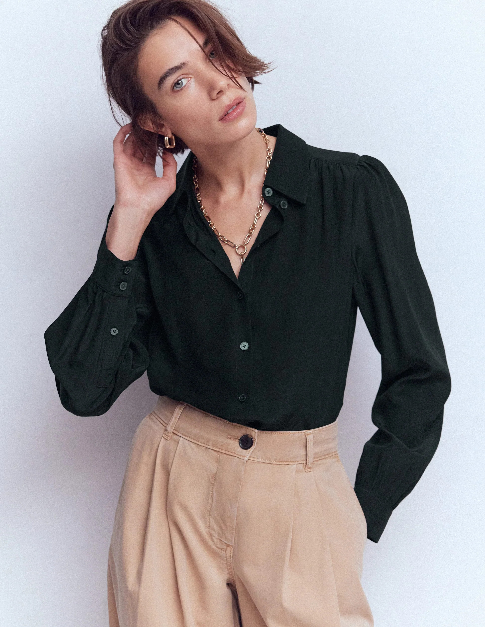 Sara Silk Shirt-Black | Boden (US)