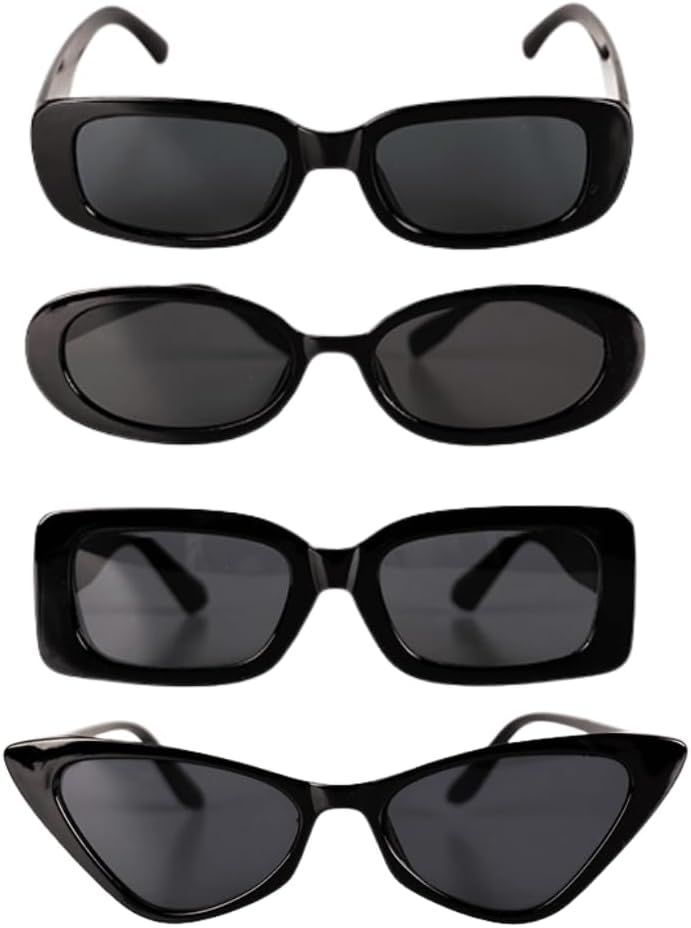 Women's Sunglasses 4-Pack:Rectangular, Cat Eye, Vintage Oval, Black Retro - Fashion Eyewear, Aest... | Amazon (US)