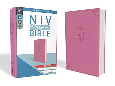 NIV, Value Thinline Bible, Large Print, Leathersoft, Pink, Comfort Print | Amazon (US)