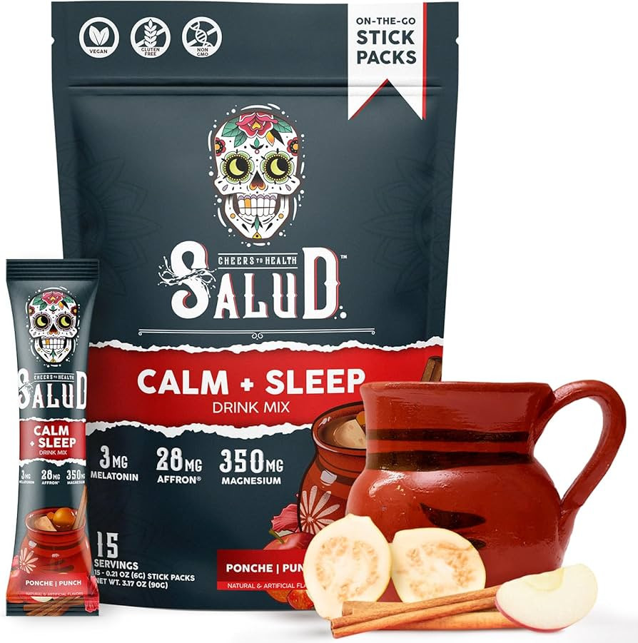 Salud 2-in-1 Calm and Sleep Aid Drink Mix, Punch Ponche Flavor - 15 Servings, Melatonin, Magnesiu... | Amazon (US)