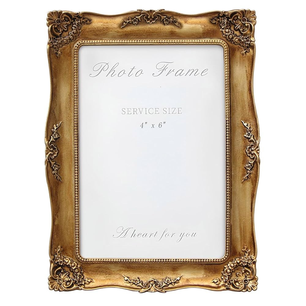4x6 Inch Gold Vintage Picture Frame, Elegant Antique Photo Frames with Glass&Hook, Vine Pattern, ... | Amazon (US)
