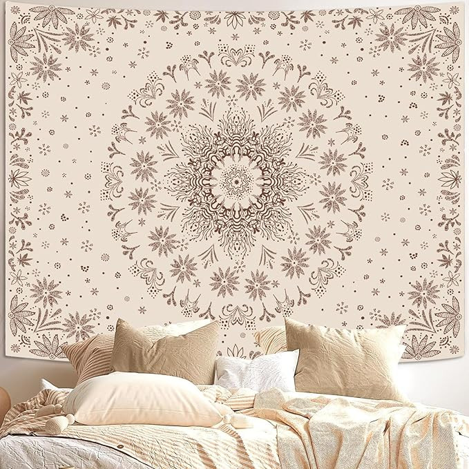 Fowocu Boho Floral Mandala Tapestry Wall Hanging Bohemian Flower Medallion Tapestry Aesthetic Bei... | Amazon (US)