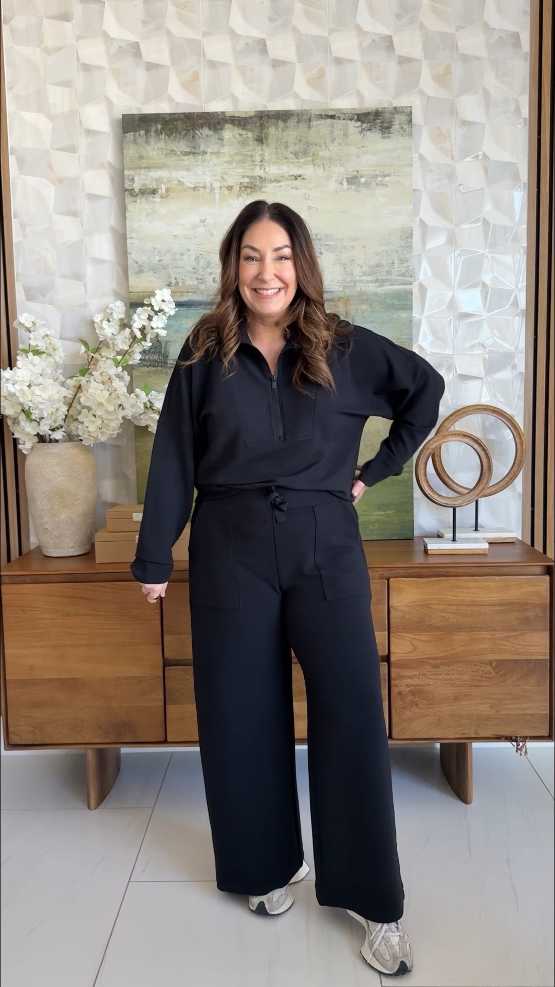 @Spanx  new arrival AirEssentials® French Rib Half Zip & Wide Leg pants  with soft, lightweight fabric great for travel and everyday wear! 

- Wearing large in top, XL petite in pants if in-between size up

New Customers use code RYANNEXSPANX for 15% off and free shipping

#SpanxPartner #Spanx 

#LTKTravel #LTKMidsize #LTKSpringSale