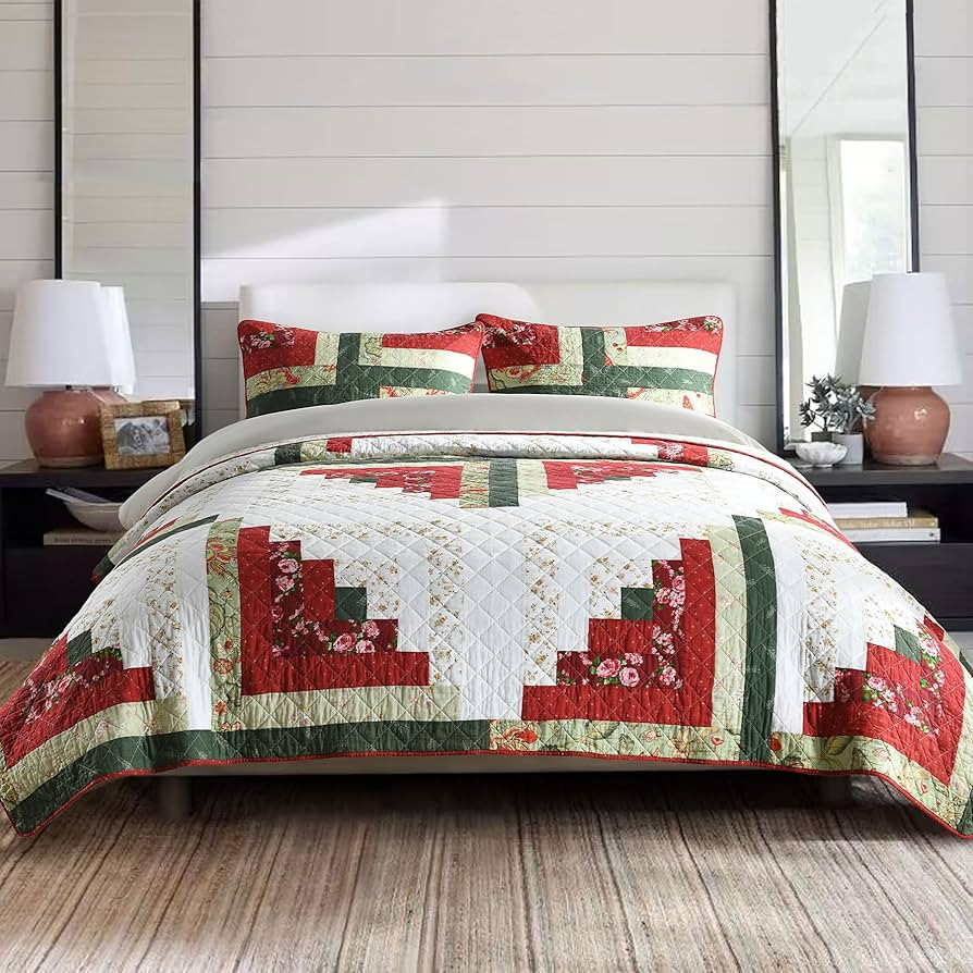 Secgo Handmade Quilted 100% Cotton Queen Comforter Set for Bed - 100% Cotton Quilts Queen Size, B... | Amazon (US)