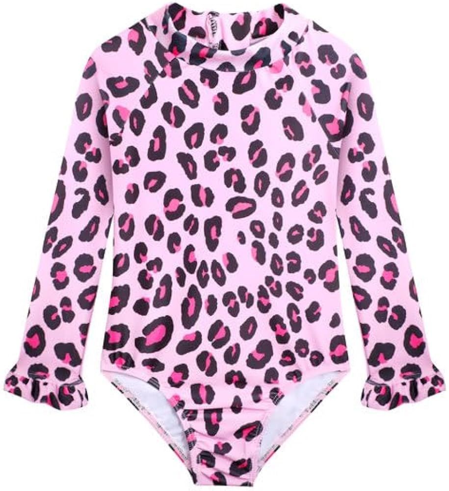 Long Sleeve One Piece Ruffle Swimsuit for Toddler Girls Baby Girl Rashguard Shirt with UPF 50+ Su... | Amazon (US)
