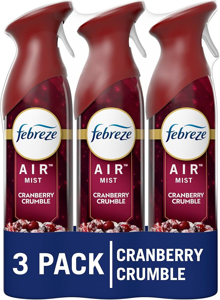 Febreze Air Freshener Spray, Odor-Fighting Room Spray, Cranberry Crumble Scent, 8.8oz, 3 Count | Amazon (US)