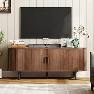 55" TV Stand with Power Outlet for TVs up to 60 Inch, Entertainment Center with Storage and Adjus... | Amazon (US)