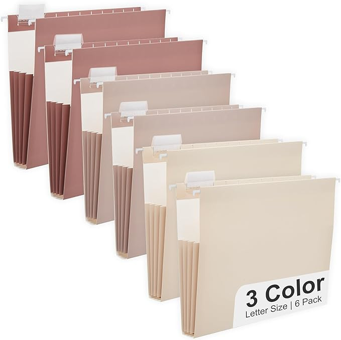 Y YOMA Letter Size - 6 Pack Extra Capacity Hanging File Folders Accordion Decorative File Folder ... | Amazon (US)