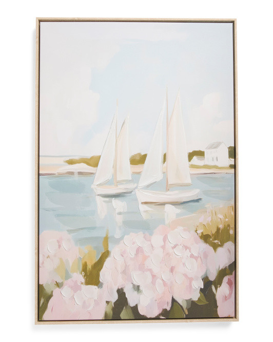 20x30 Sailboats With Flowers Wall Art With Hand Paint Details | Coastal | Marshalls | Marshalls