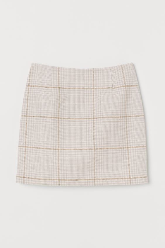 Short skirt in woven fabric with a high waist. Zipper at back. | H&M (US + CA)