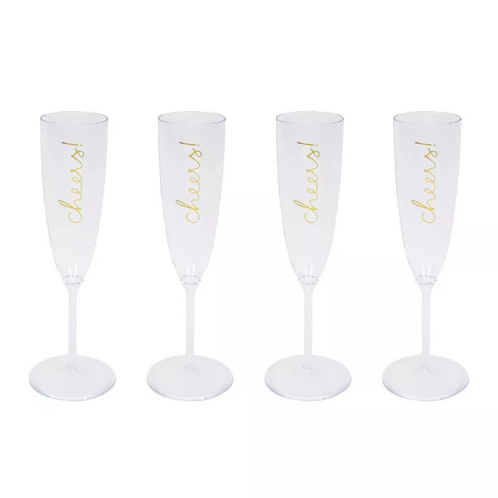 4ct 'New Year's Eve' Champagne Flutes Disposable Drinkware Clear - Spritz™ | Target
