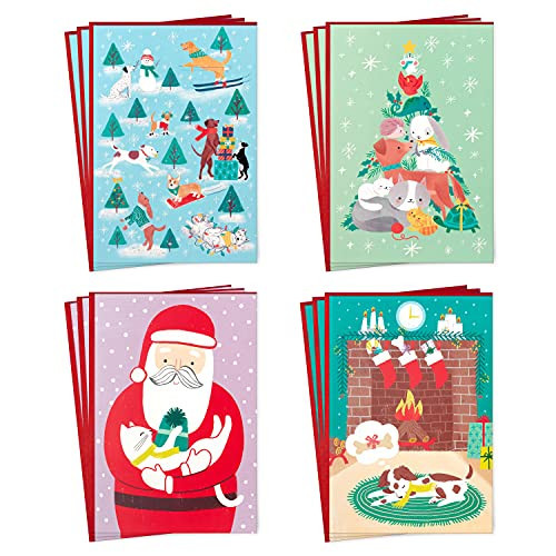 Hallmark Boxed Christmas Cards, Cats and Dogs (4 Designs, 12 Cards and Envelopes) | Amazon (US)