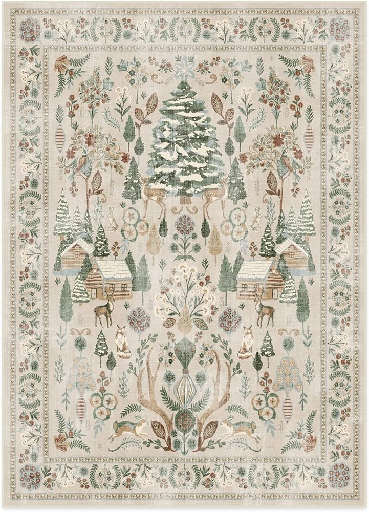 RUGGABLE Washable 5x7 Area Rug, Neutral, Premium Rugs for Living Room, Bedroom, Kitchen, Office, ... | Amazon (US)