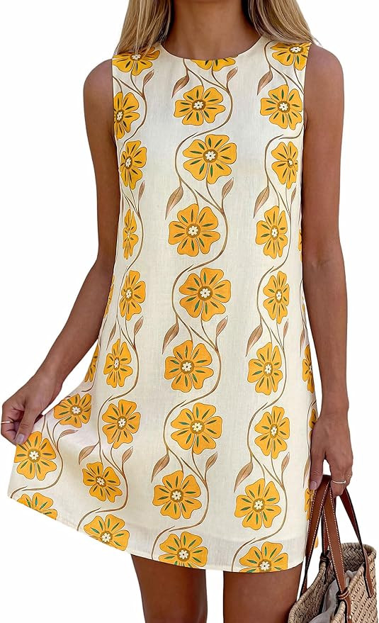PRETTYGARDEN Sundresses for Women 2026 Summer Elegant Floral A Line Short Party Dress Beach Vacat... | Amazon (US)