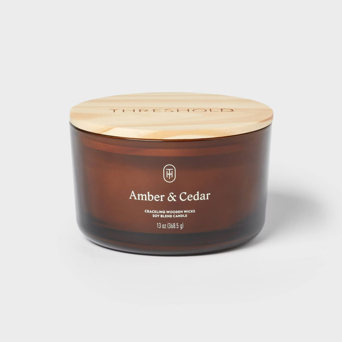 Amber Glass Wooden Wick Amber and Cedar Jar Candle 13oz - Threshold™ | Target